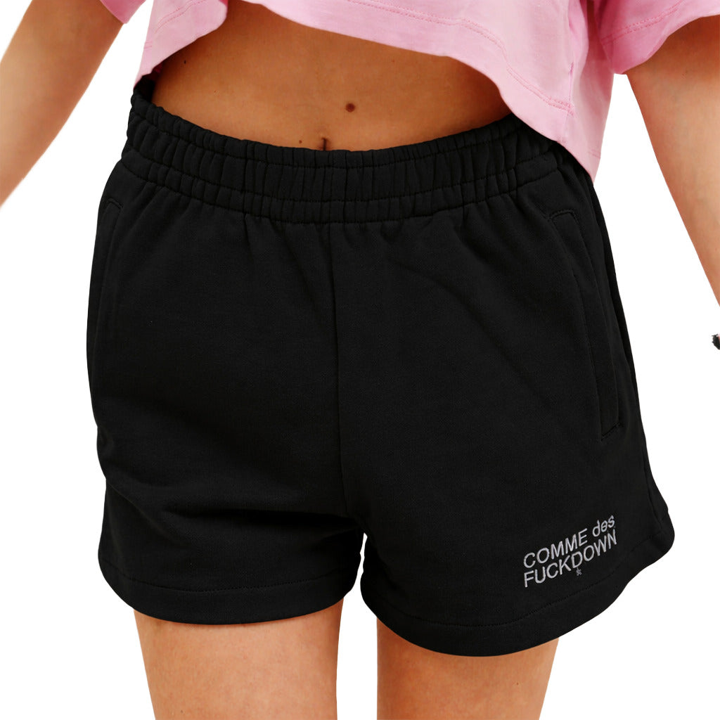Comme Des Fuckdown Cotton Short Con Ricamo Black