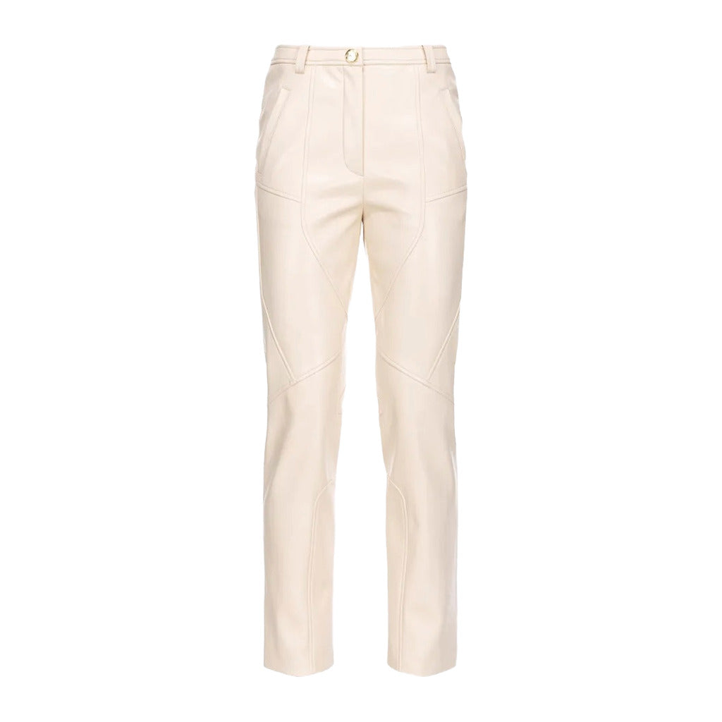 Pinko Leather Pasitea Pantalone Beige