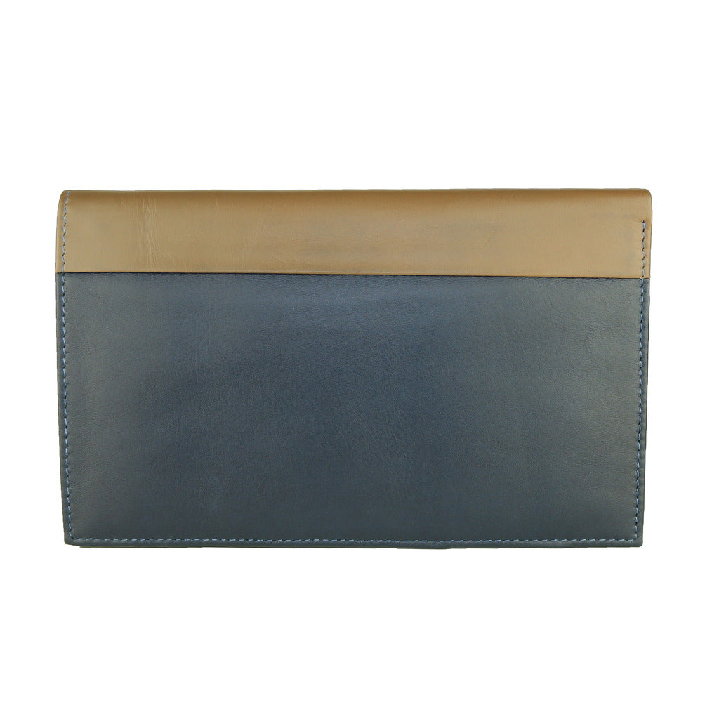 Cavalli Class Leather Wallet, Blue Color With Beige Inserts, Card — view 2