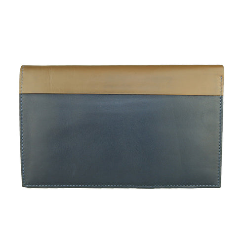 Cavalli Class Leather Wallet, Blue Color With Beige Inserts, Card — view 2
