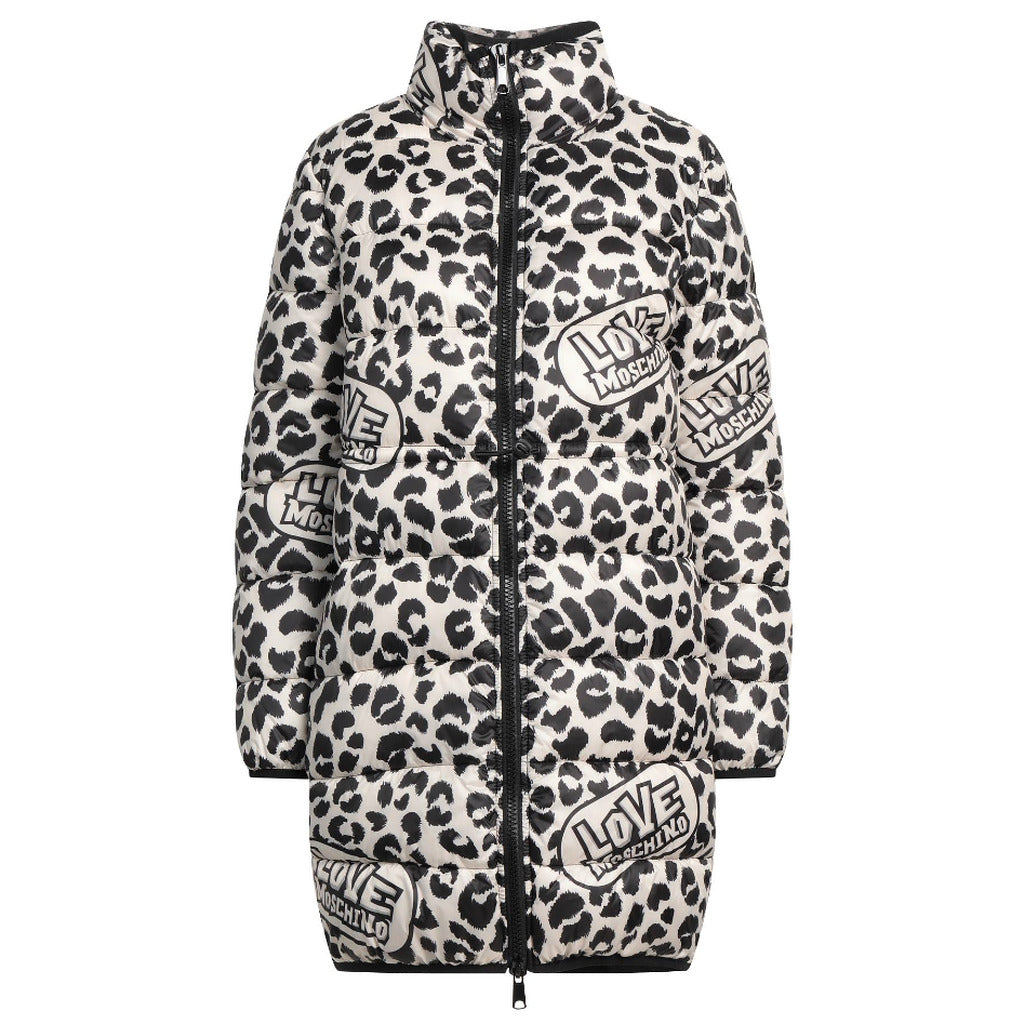 Love Moschino Long Polyester Down Jacket With Leopard-Themed Print — view 4