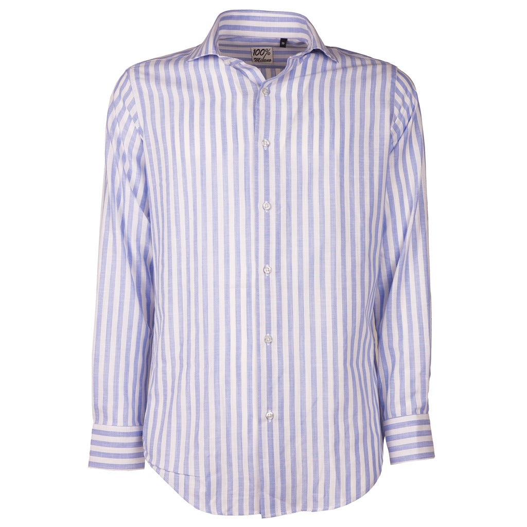 100% Milano Cotton Shirt Sky Blue Light Blue