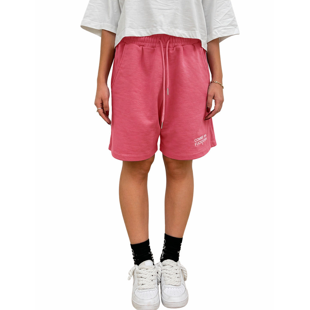 Comme Des Fuckdown Cotton Shorts Geranio Ricamo Logo