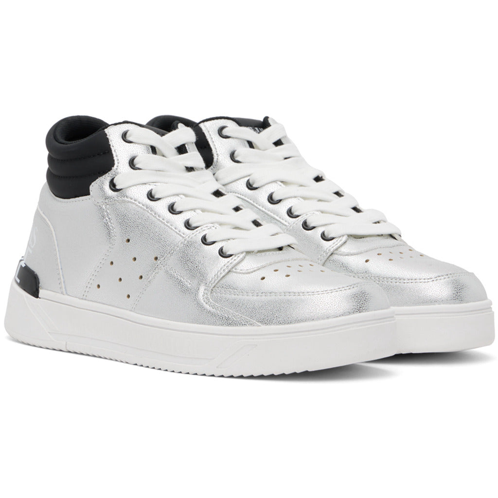 Versace Jeans Couture high sneakers in silver painted eco-leather