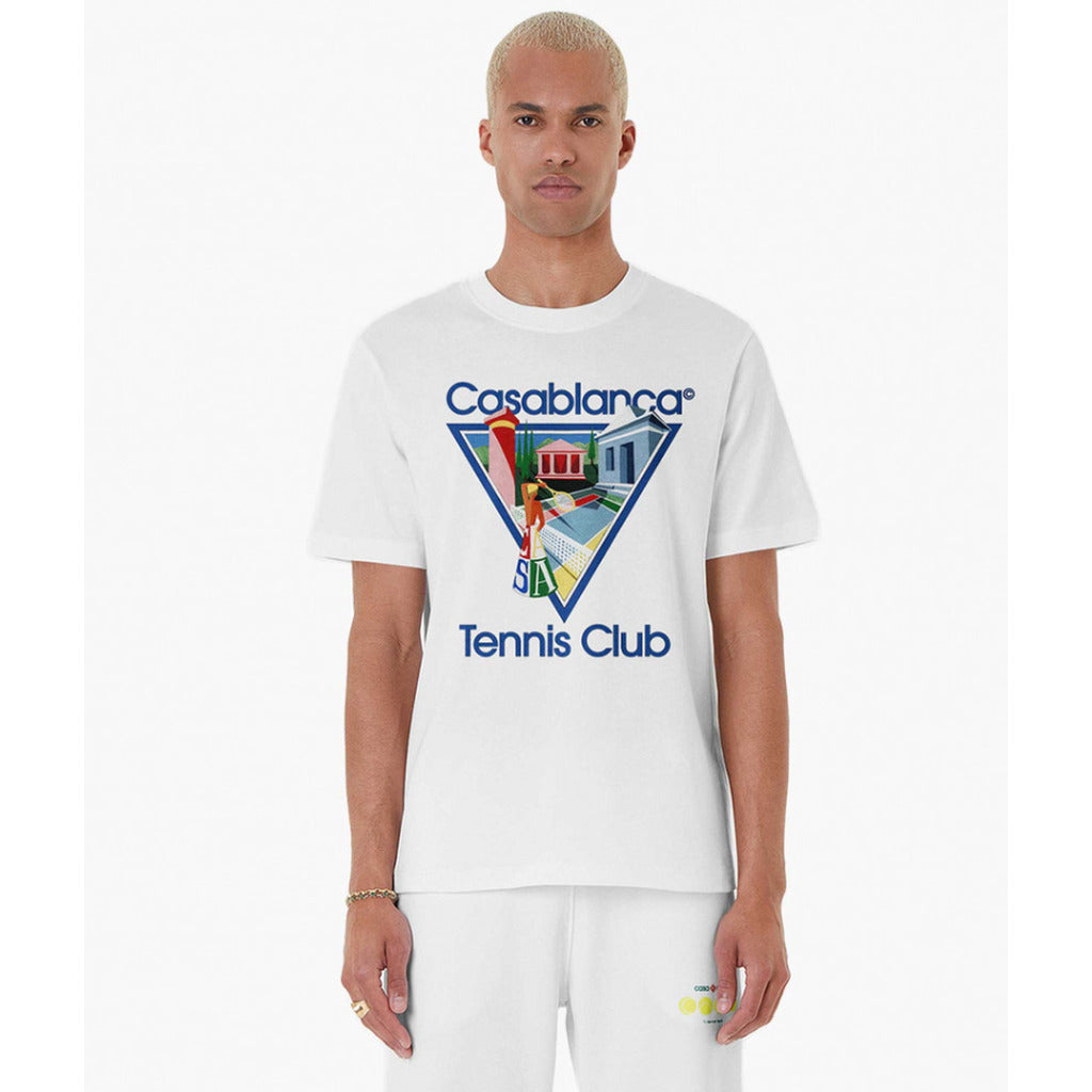 Casablanca white cotton crew neck t-shirt, white