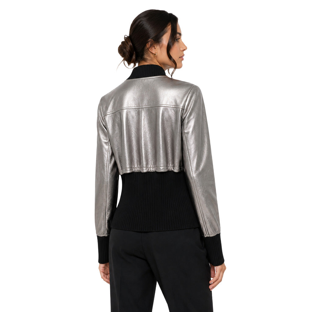 Dolce & Gabbana Leather Bomber Sweater Gray — view 2