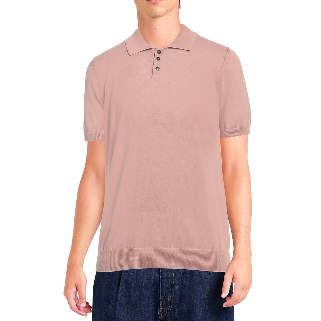Alpha Studio Cotton Polo Shirt Pink — view 3