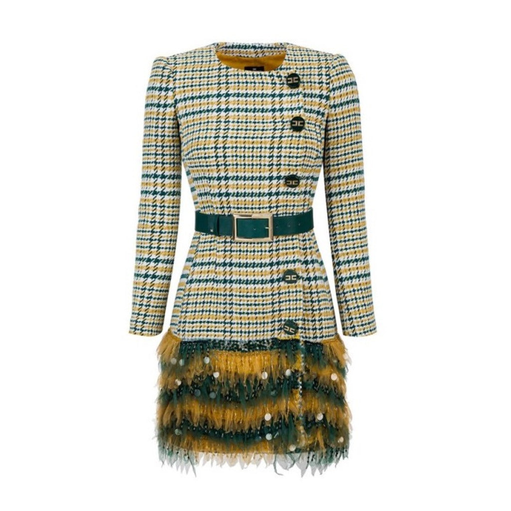 Elisabetta Franchi Dress, Green, White And Yellow Color With