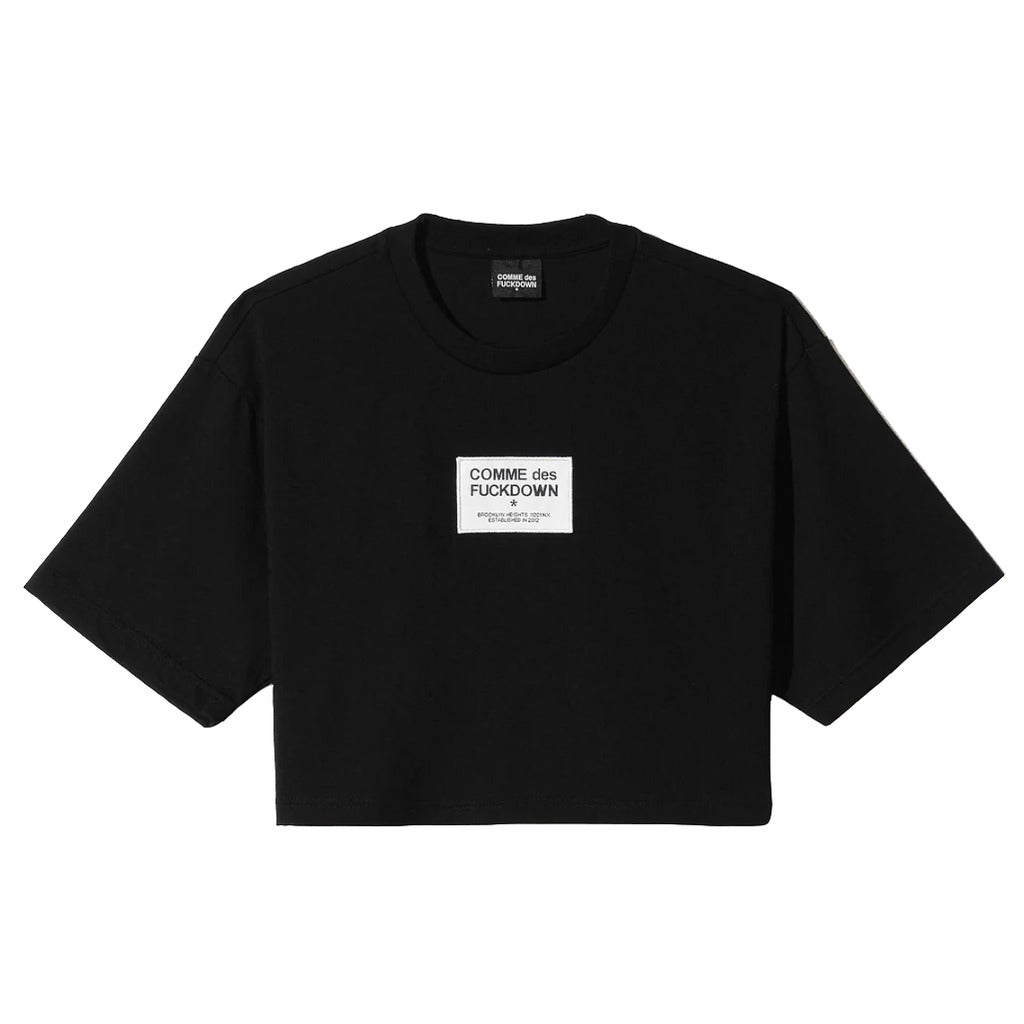 Comme Des Fuckdown Cotton T-Shirt Crop Nera — view 2