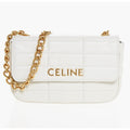 Celine calfskin quilted shoulder bag, white