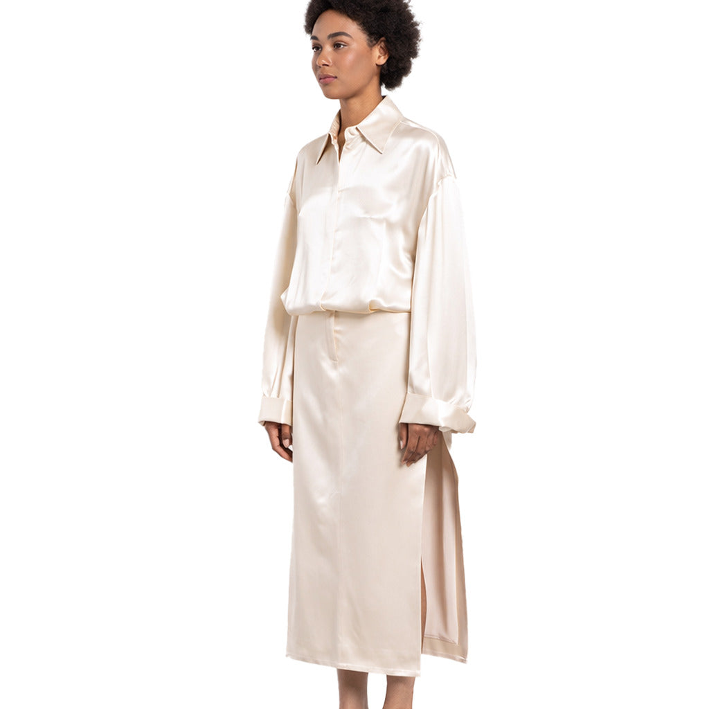 The Attico Satin Viscose Dress Beige — view 2