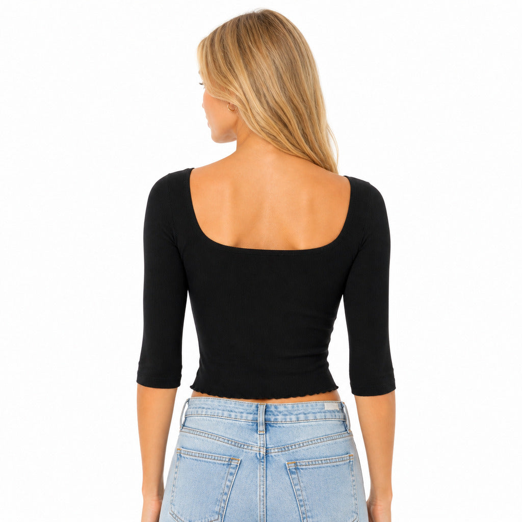 Dolce & Gabbana Cotton Top Cropped A Maniche Corte — view 2
