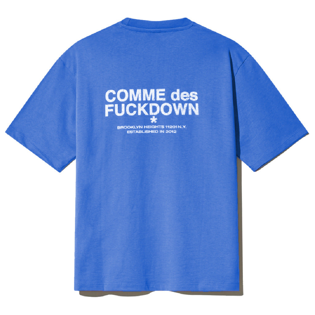 Comme Des Fuckdown Cotton T-Shirt Jersey Blu Blue — view 2