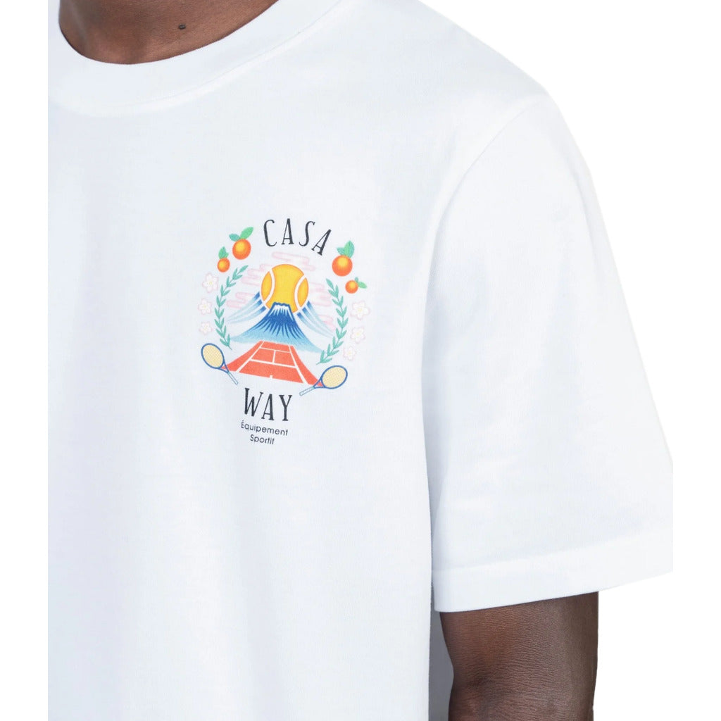 Casablanca Cotton T-Shirt Casa Way Mountain White — view 4