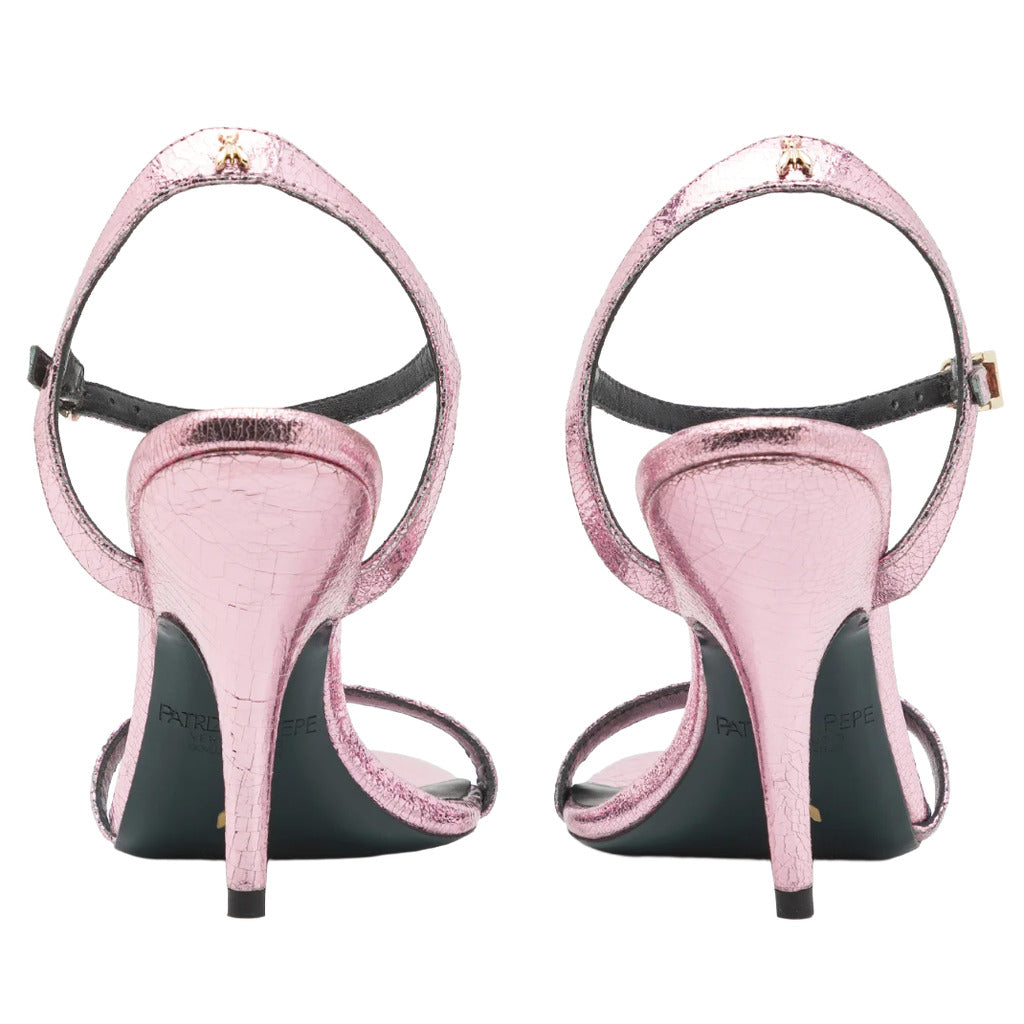 Patrizia Pepe Calfskin Sandali Craquelé Rosa Silver — view 4