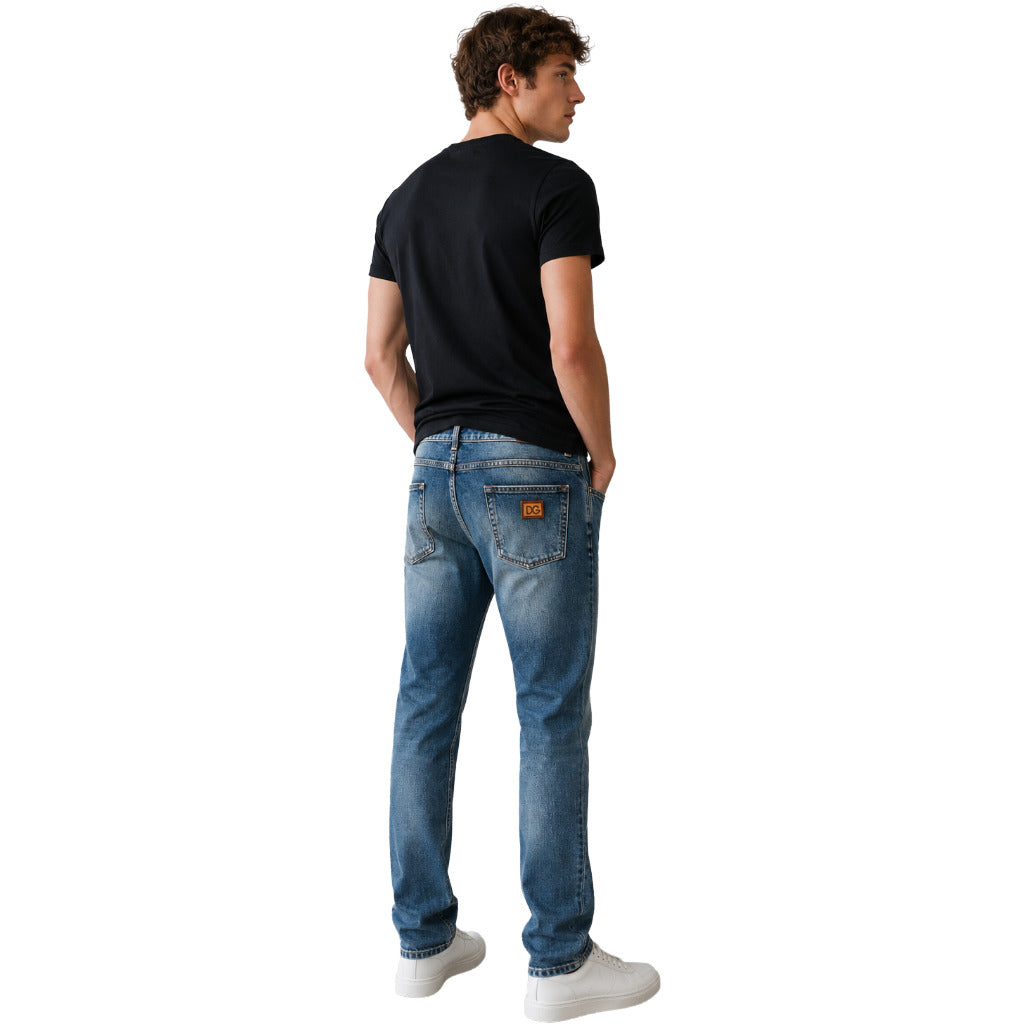 Dolce & Gabbana Cotton Jeans Strappati Blu Blue — view 2
