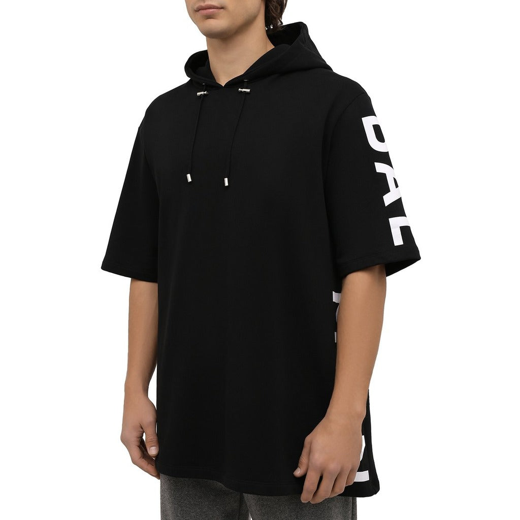 Balmain black cotton half-sleeve sweatshirt, black