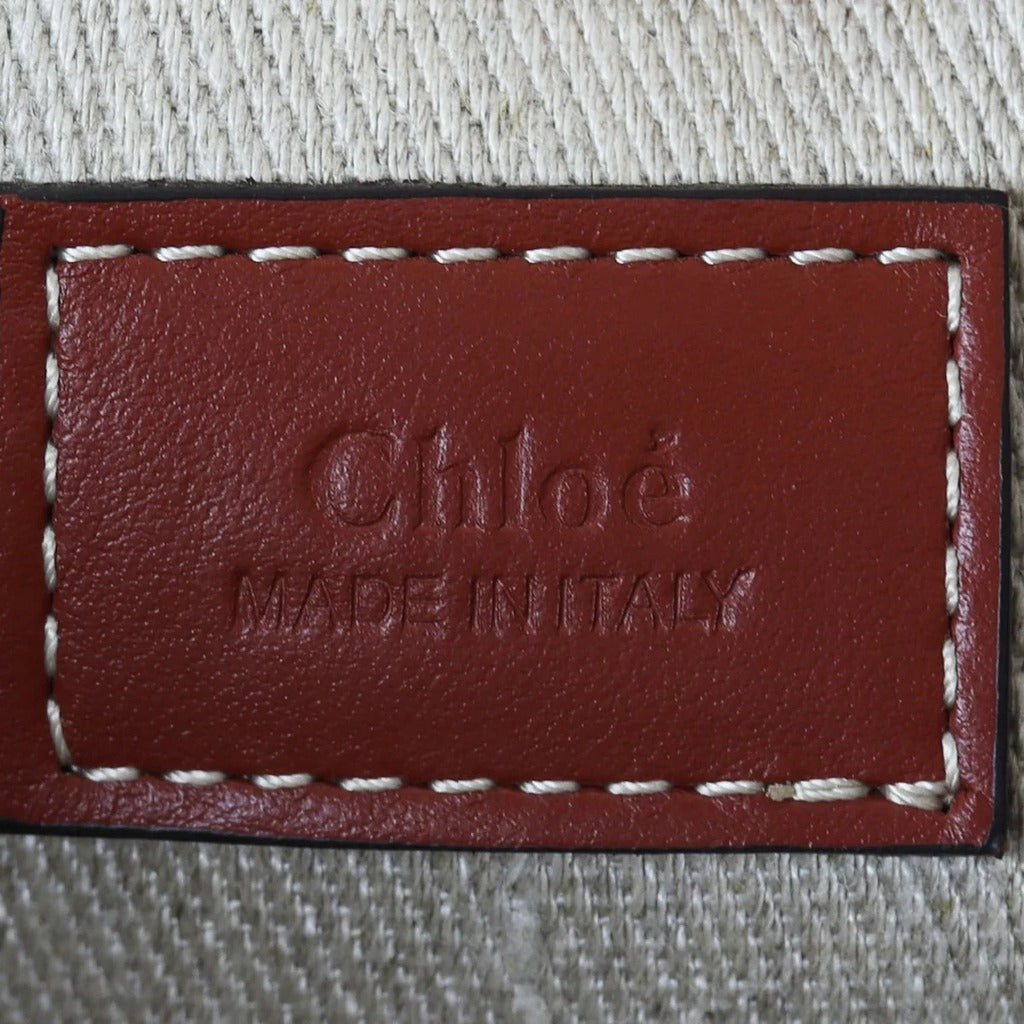 Chloè Calfskin Woody Medium Canvas Tote Bag Tan — view 6