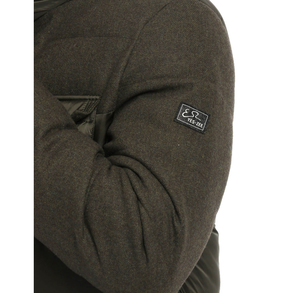Yes Zee Men Wool Green Down Jacket