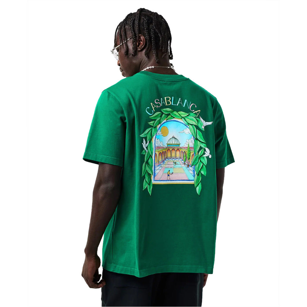 Casablanca Cotton Printed T-Shirt L'Arch De Tennis Green — view 4