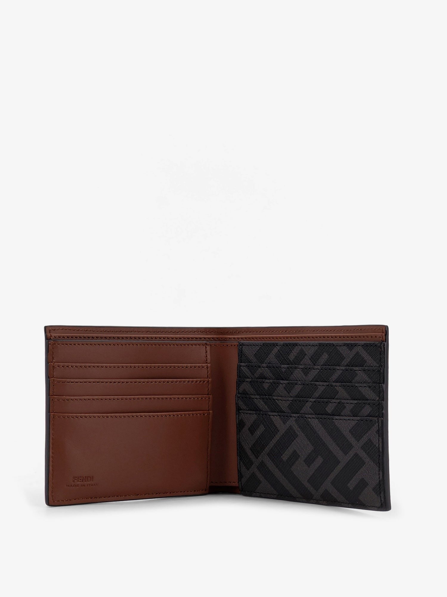 Fendi Leather and FF jacquard fabric bifold wallet