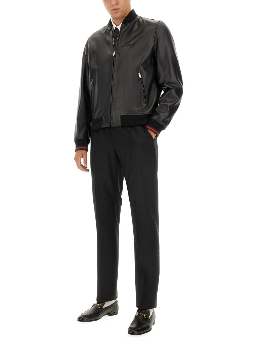 Gucci LEATHER BOMBER JACKET