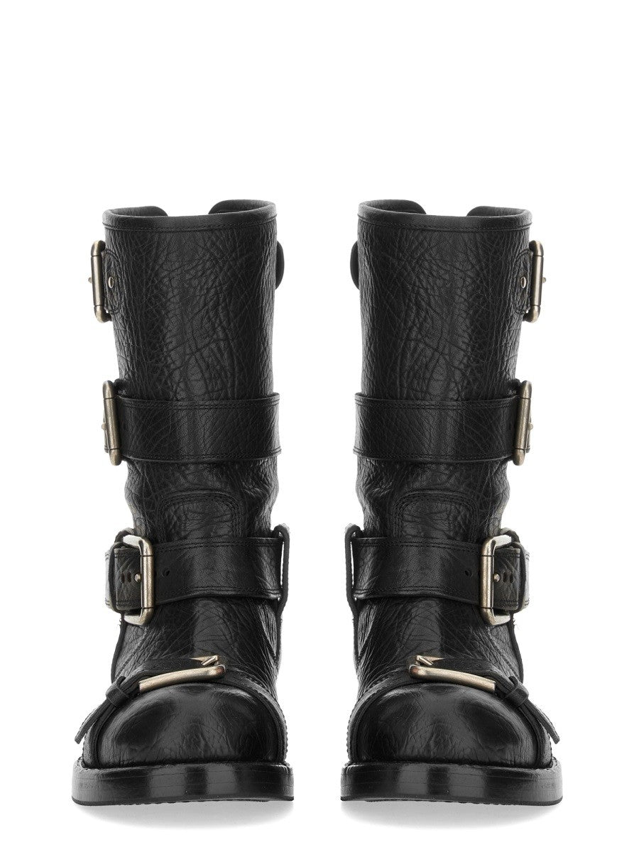 Dolce & Gabbana LEATHER BOOT WITH BUCKLES