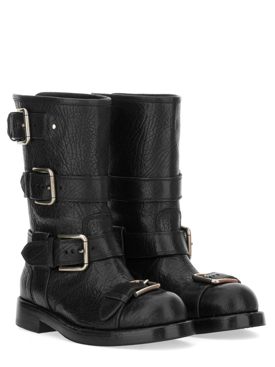 Dolce & Gabbana LEATHER BOOT WITH BUCKLES