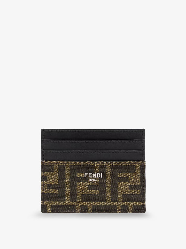 Fendi Leather card holder with FF Jacquard fabric inserts