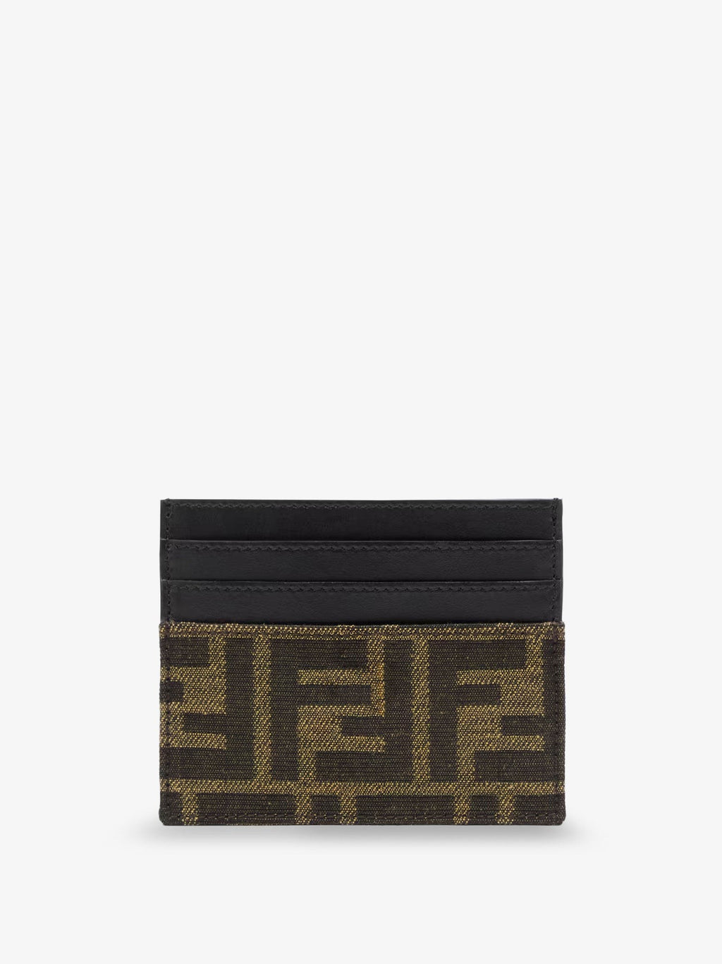 Fendi Leather card holder with FF Jacquard fabric inserts
