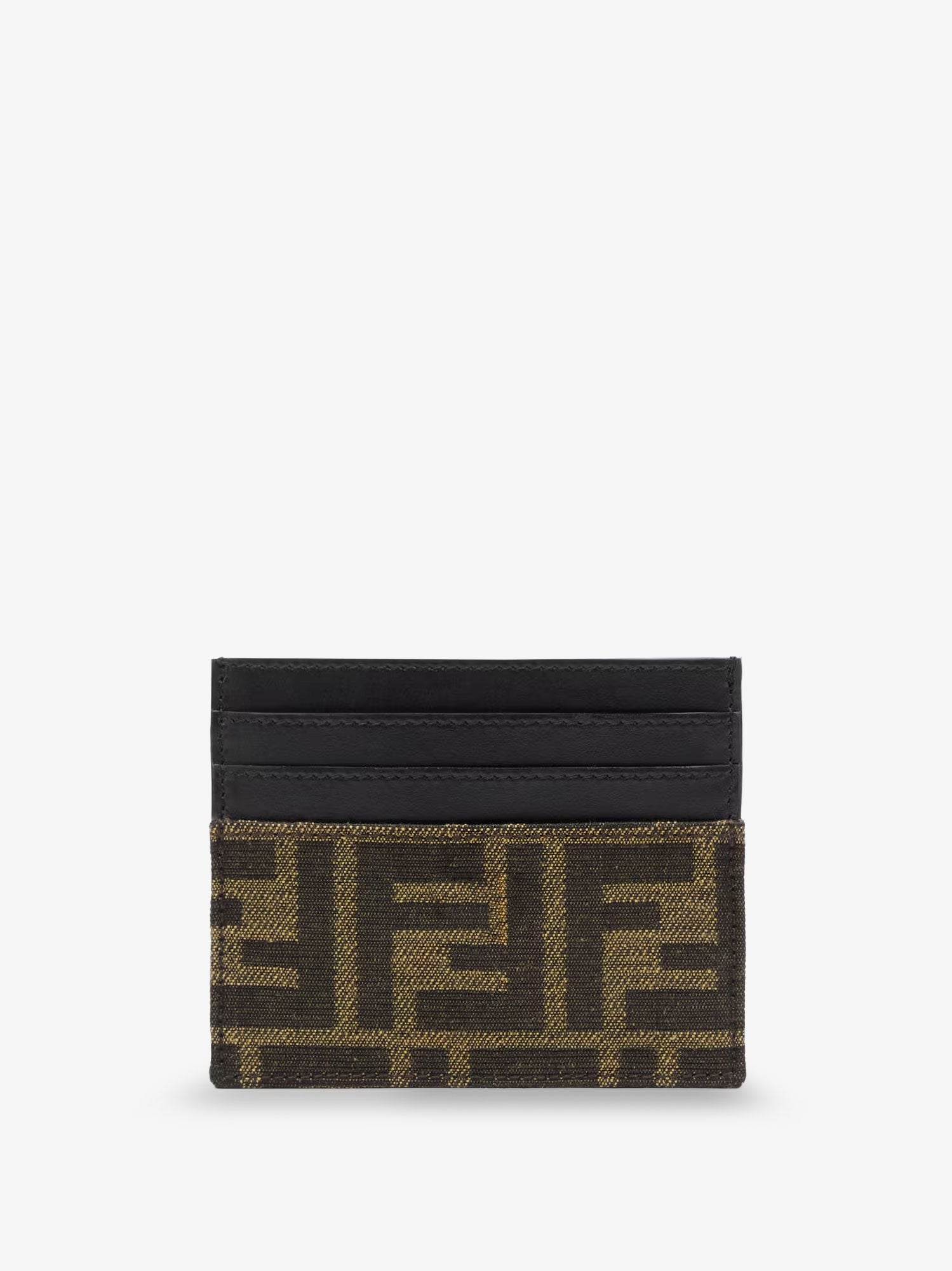 Fendi Leather card holder with FF Jacquard fabric inserts