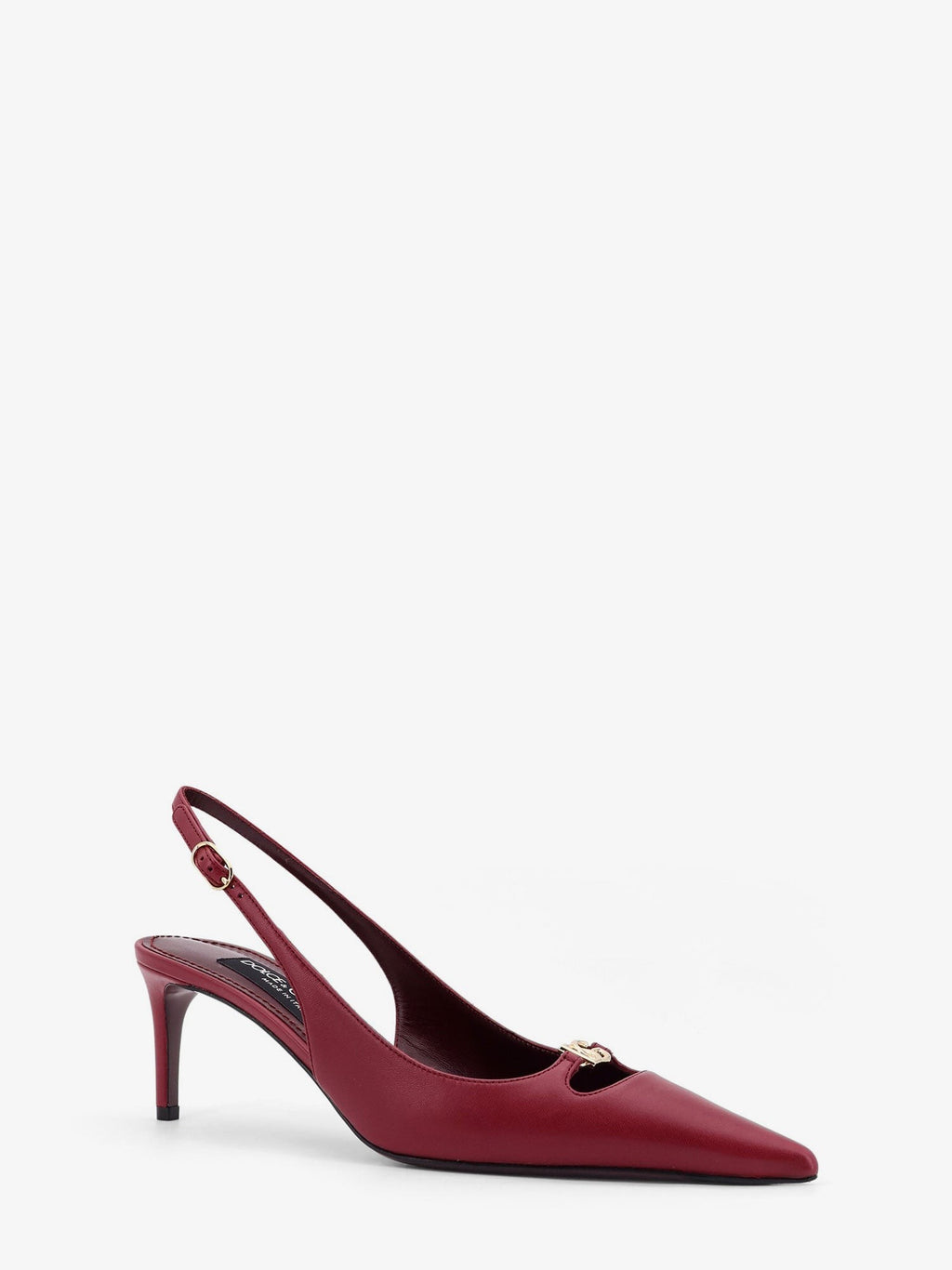 Dolce & Gabbana Leather decolletè slingback with metal logo