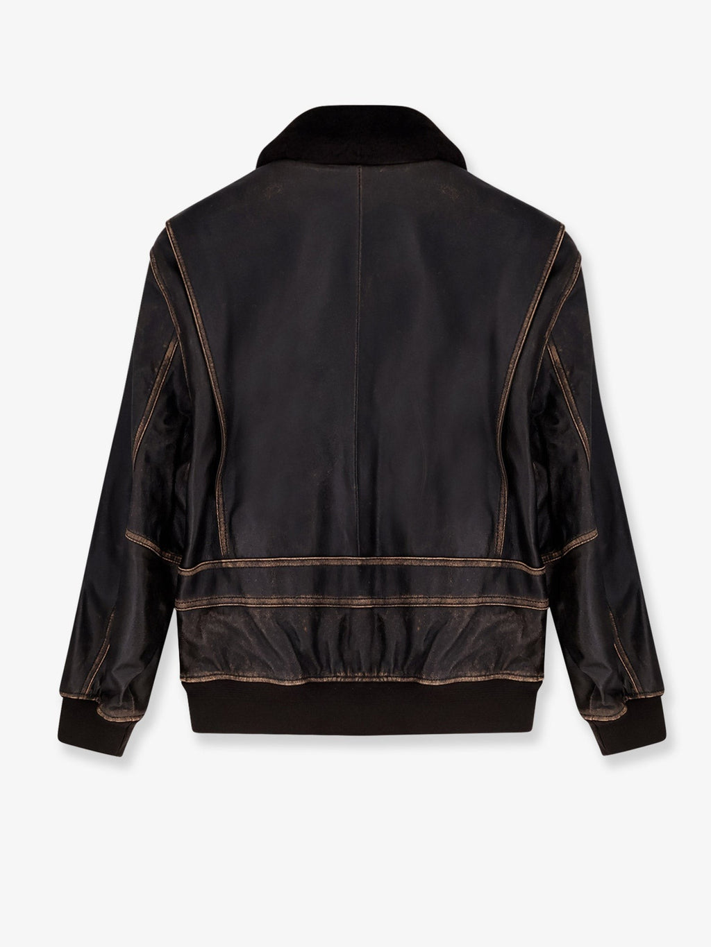 DUNST Leather jacket with shearling collar