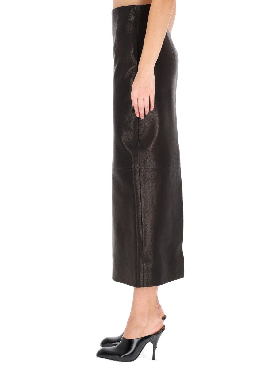 KHAITE LEATHER "LOXLEY" SKIRT
