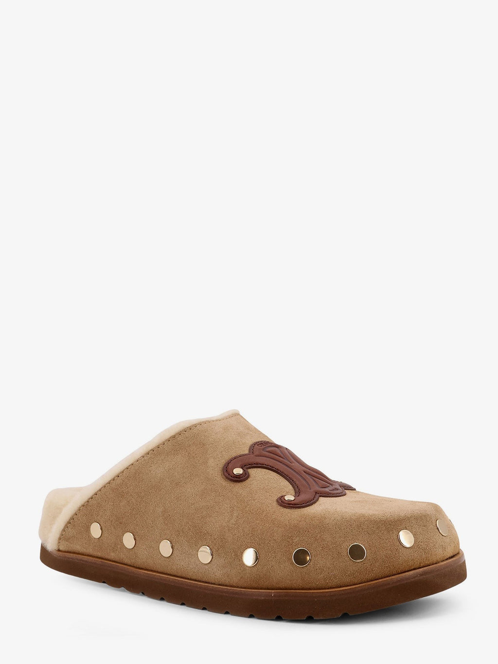 Celine Leather sabot sandal with Triomphe logo