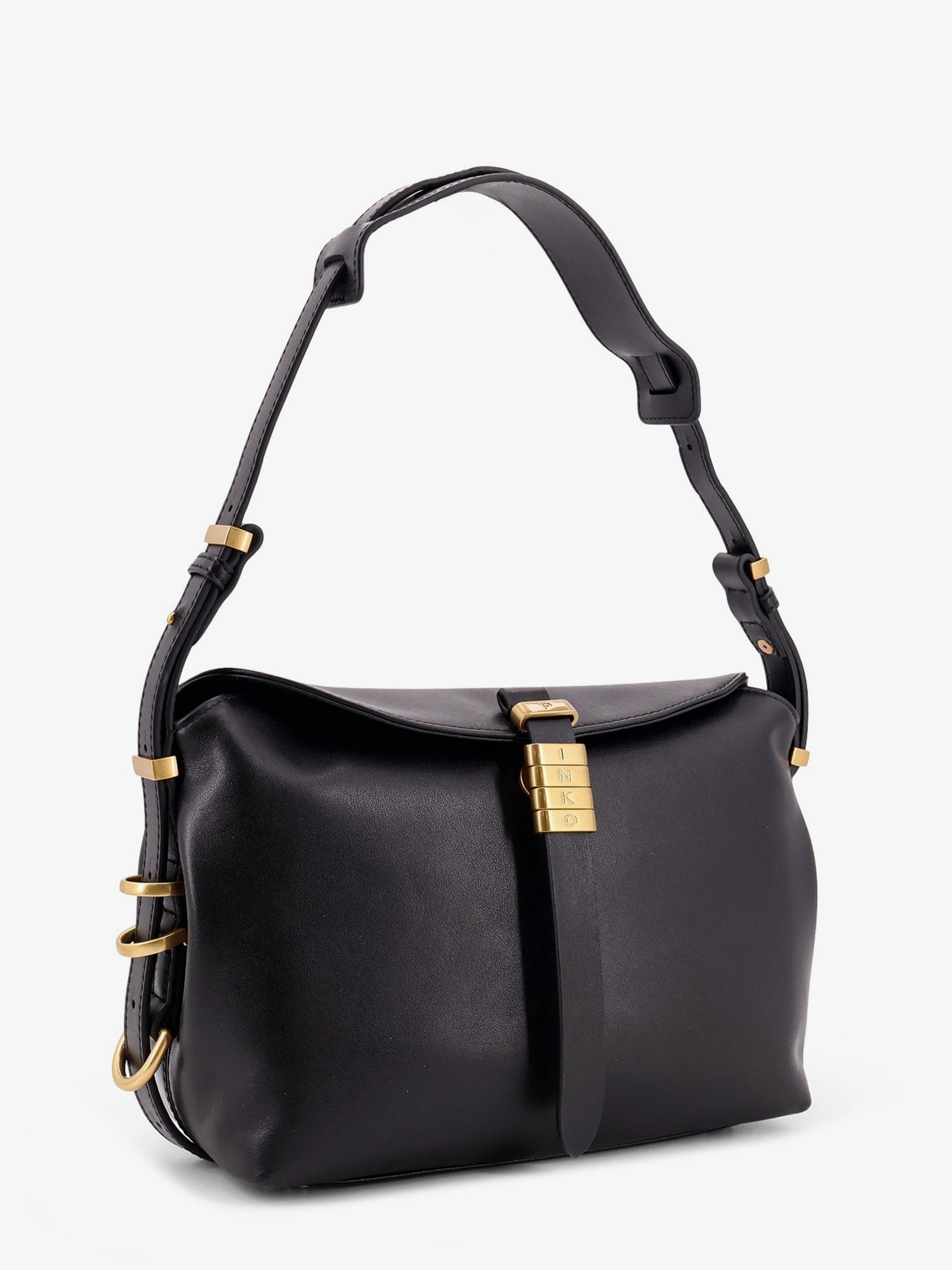 Pinko Leather shoulder bag with metal logo detail