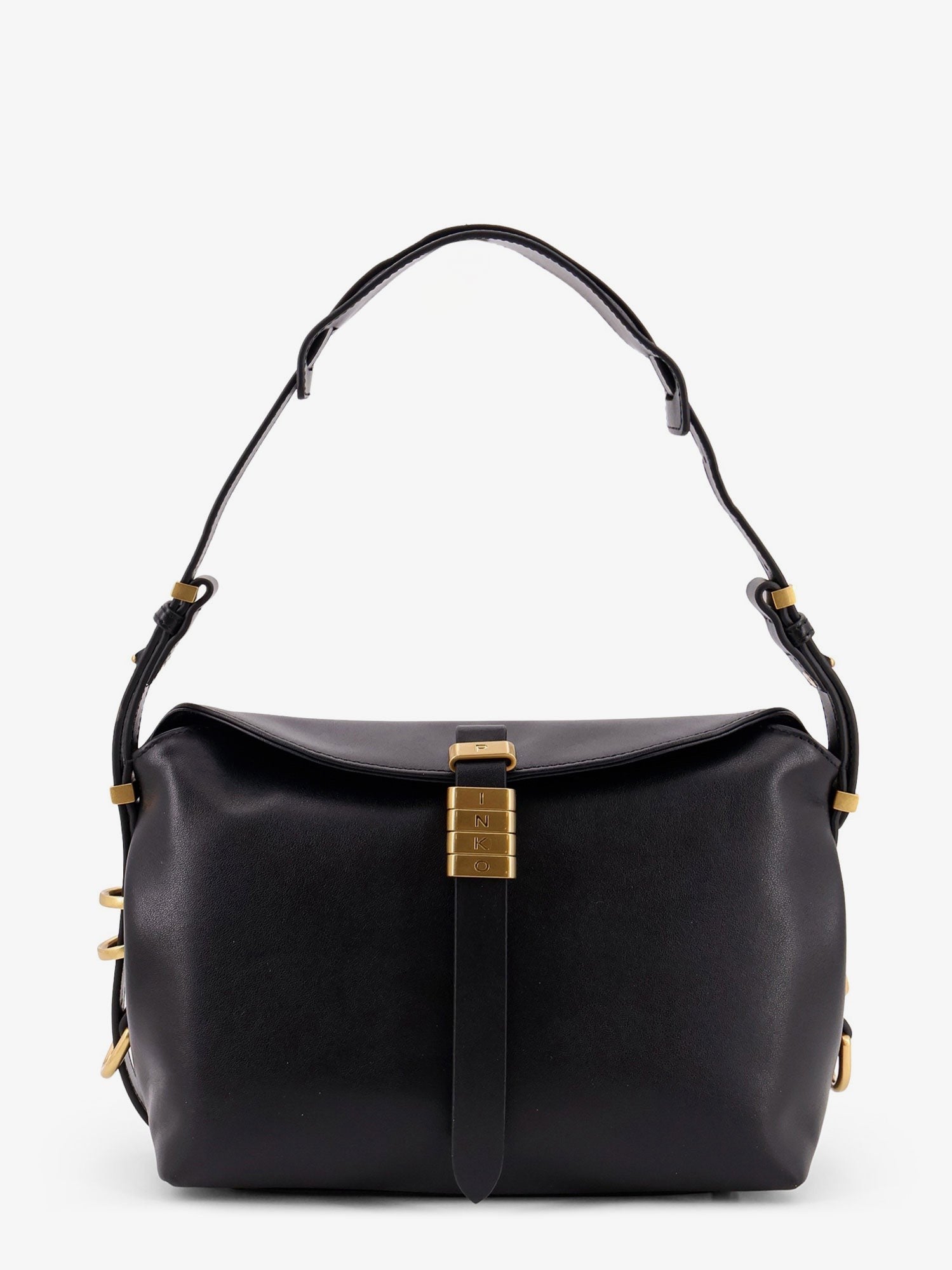 Pinko Leather shoulder bag with metal logo detail