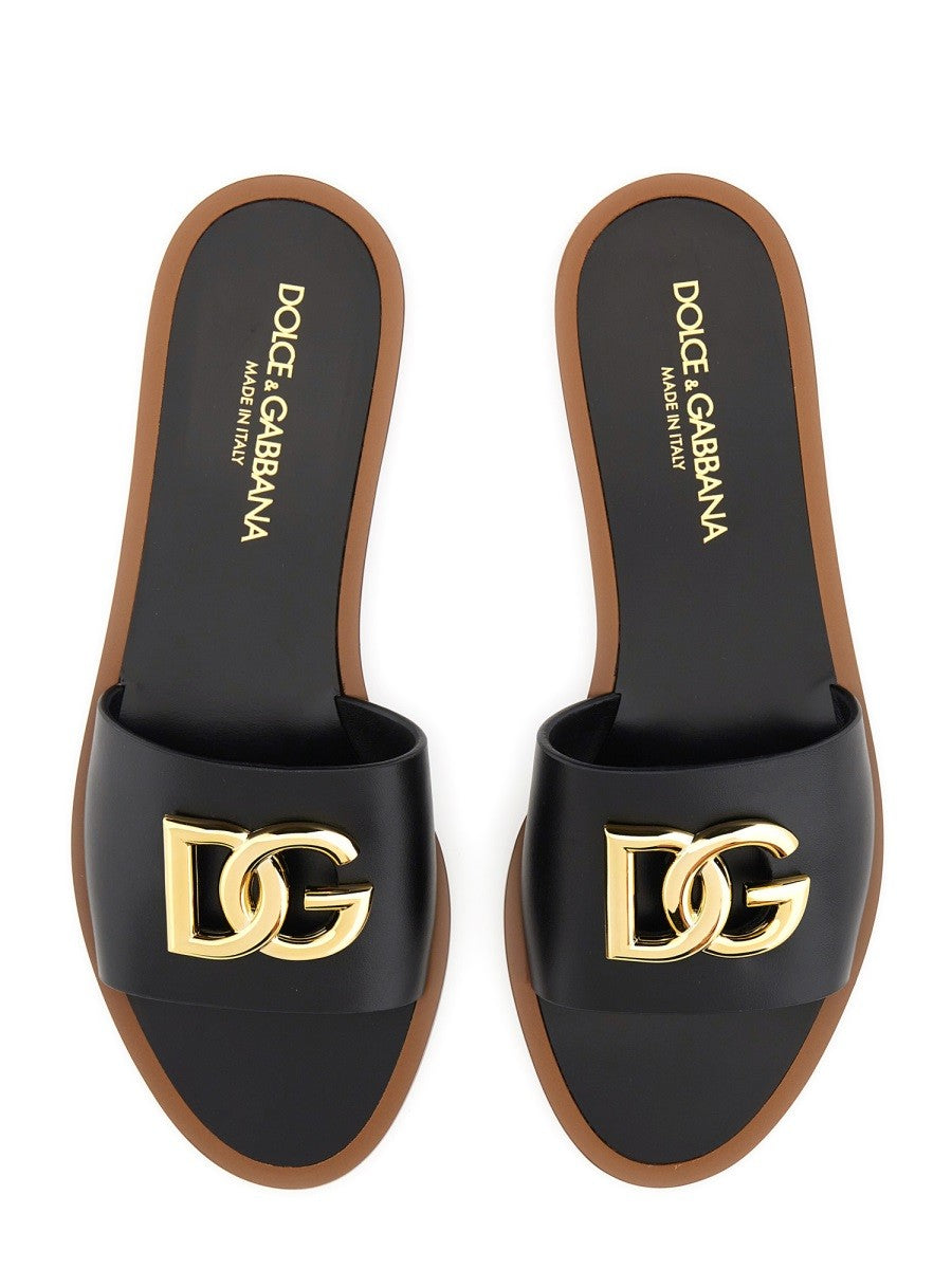 Dolce & Gabbana LEATHER SLIDE SANDAL