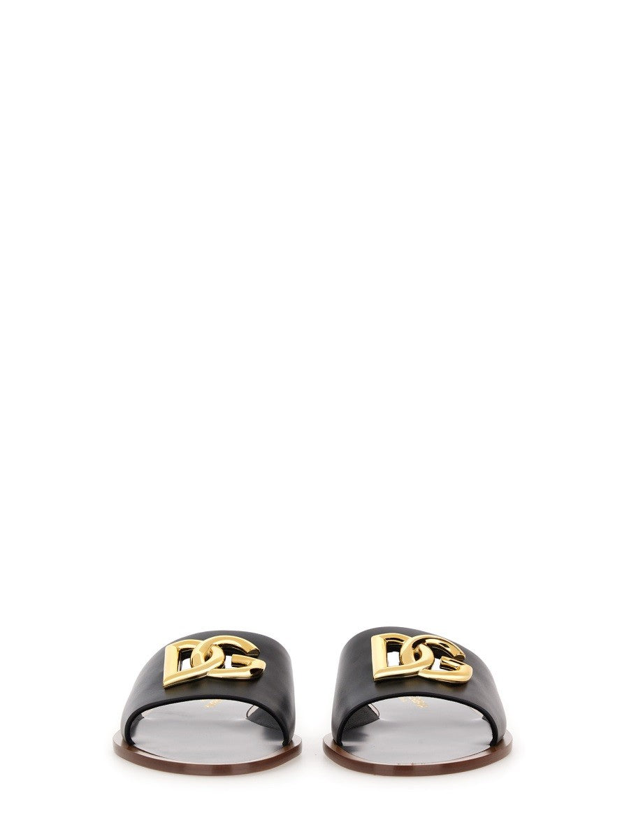 Dolce & Gabbana LEATHER SLIDE SANDAL