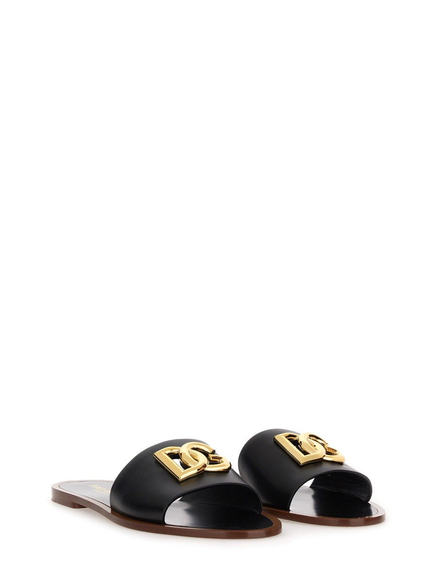 Dolce & Gabbana LEATHER SLIDE SANDAL