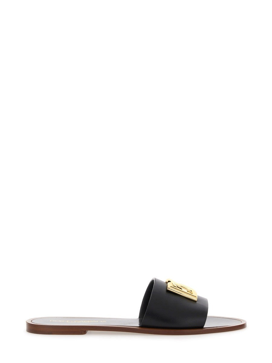 Dolce & Gabbana LEATHER SLIDE SANDAL