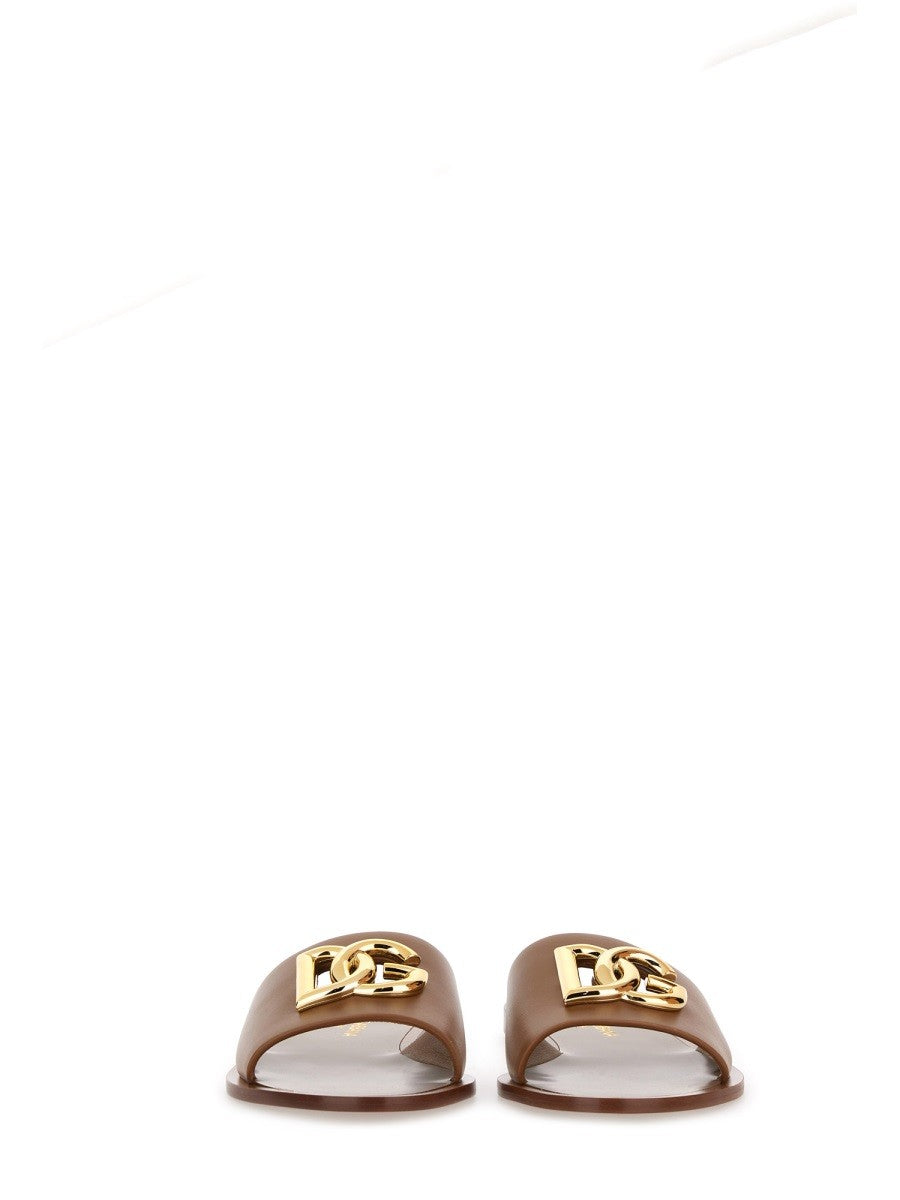 Dolce & Gabbana LEATHER SLIDE SANDAL