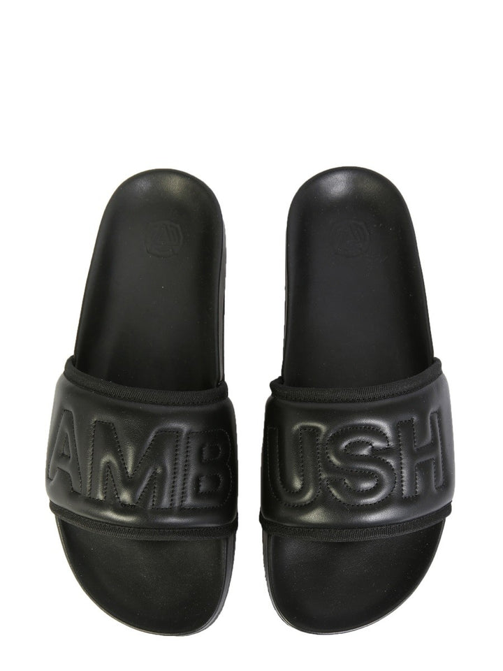 AMBUSH LEATHER SLIDE SANDALS
