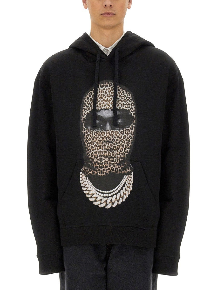 IH NOM UH NIT LEOPARD MASK PRINT SWEATSHIRT