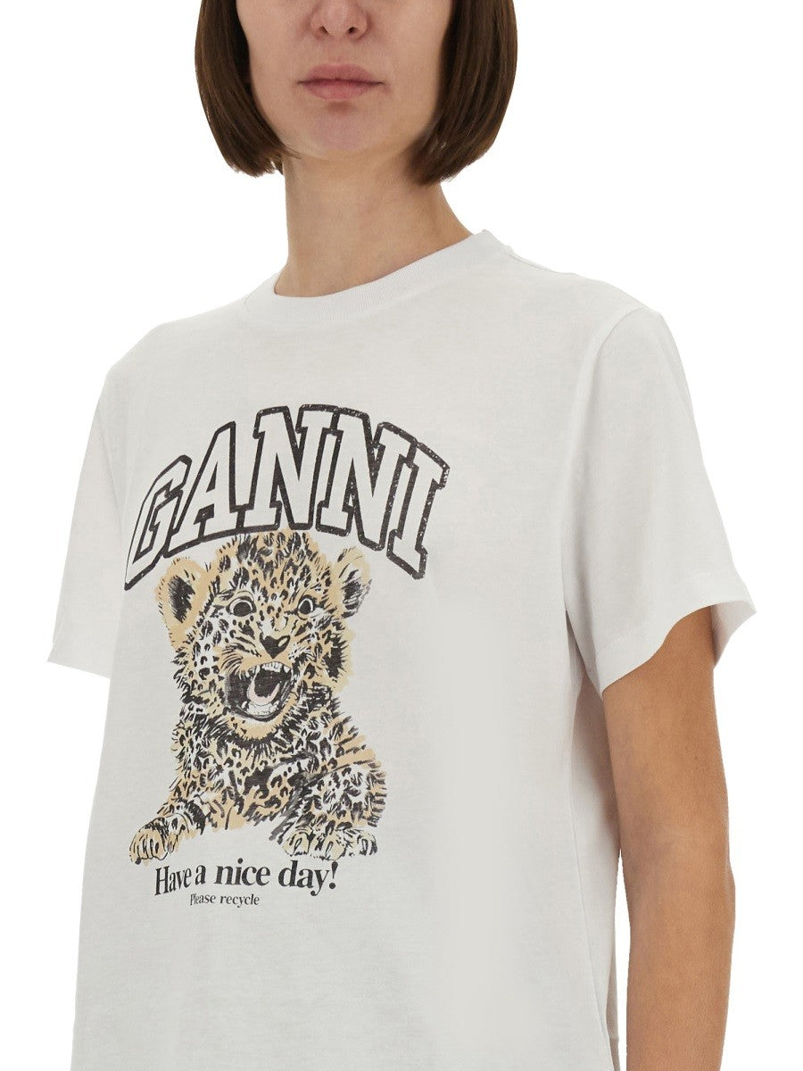 GANNI "LEOPARD" T-SHIRT