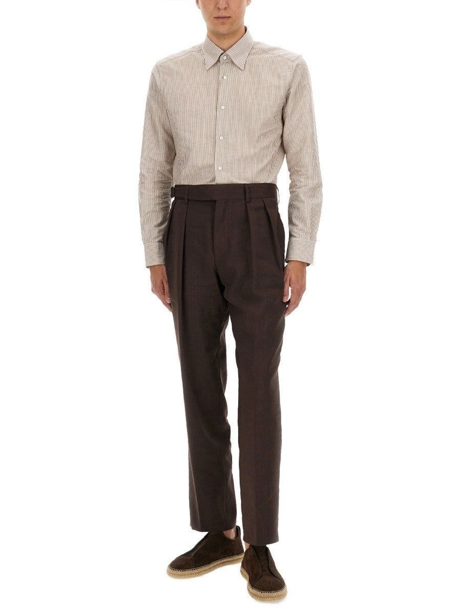 BOSS CAMEL LINEN "PORT" PANTS