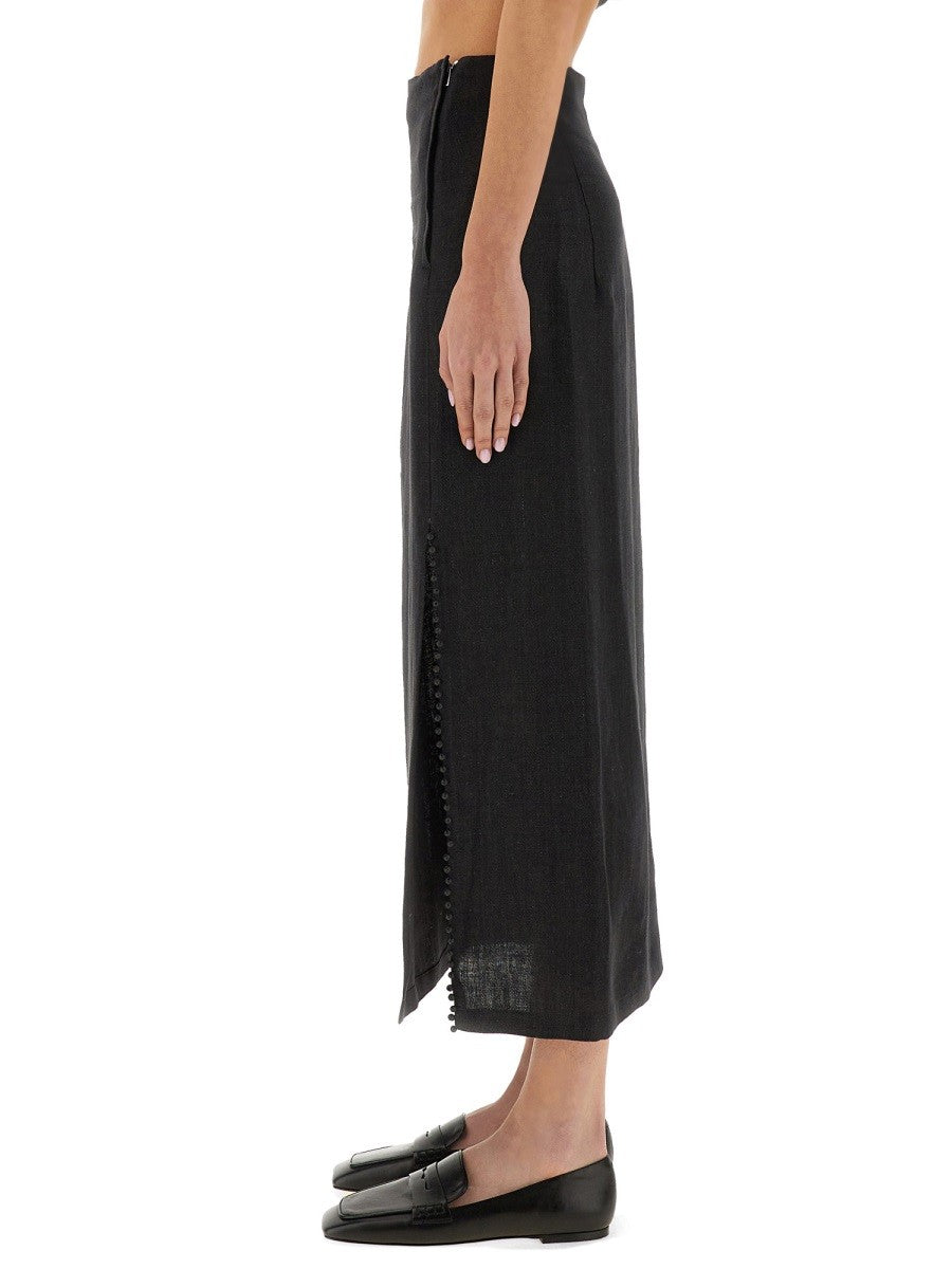 ALYSI LINEN SKIRT WITH SLIT