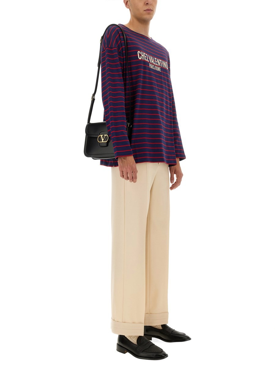 Valentino LONG SLEEVE T-SHIRT WITH "CHEZ VALENTINO" PRINT