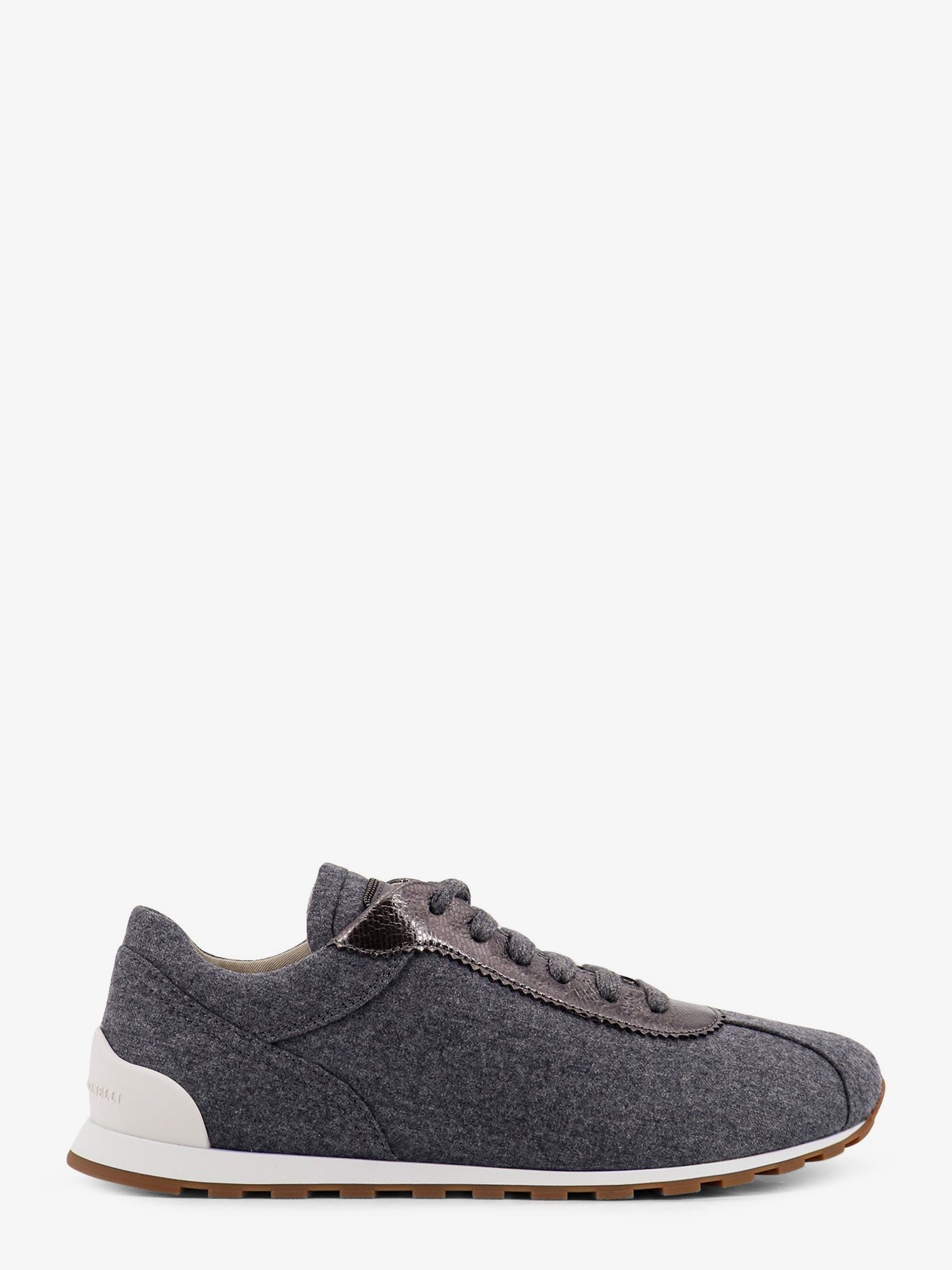 Brunello Cucinelli Low-top Wool flannel sneakers with leather profiles