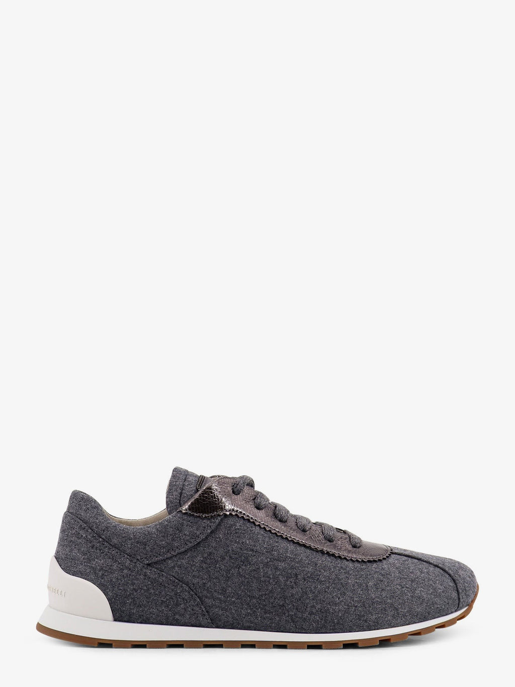 Brunello Cucinelli Low-top wool flannel sneakers with leather profiles
